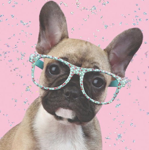 Picture of DOG WITH GLASSES BLANK CARD